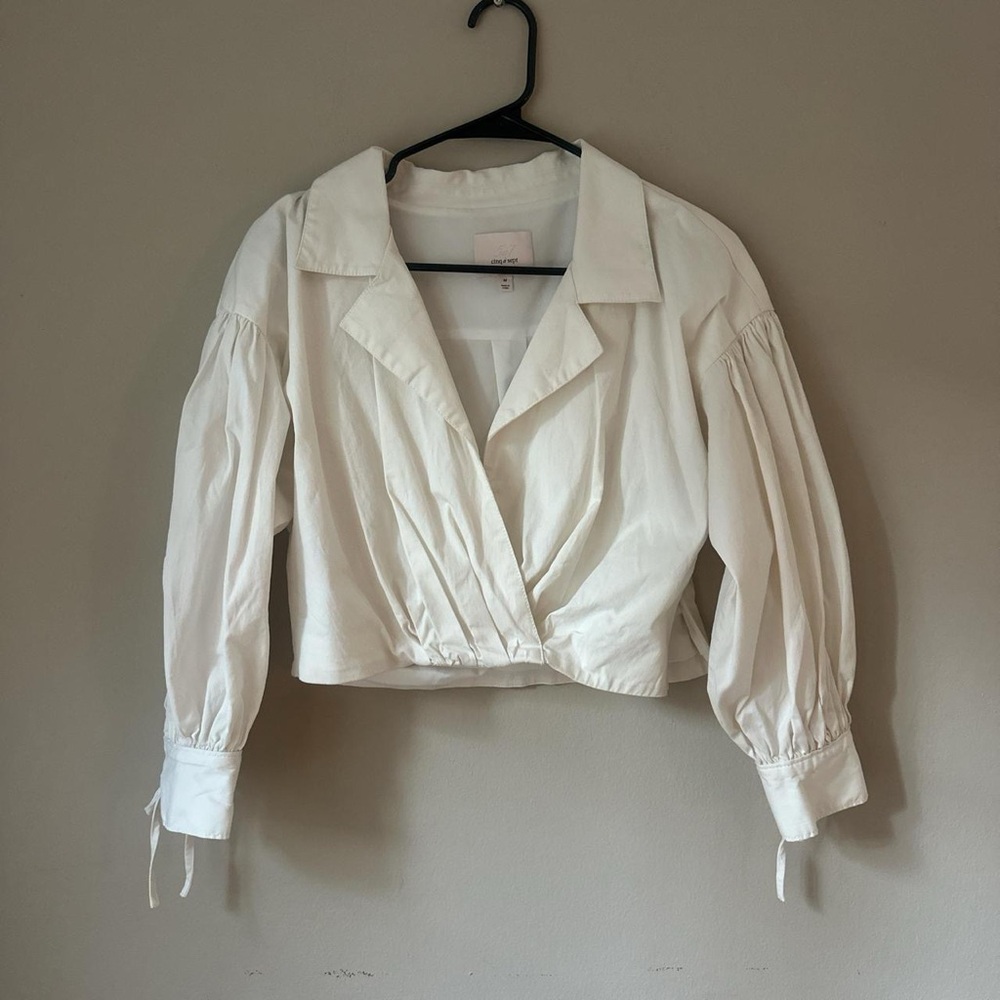 Cinq à Sept Ivory Blouse with Puff Sleeves
